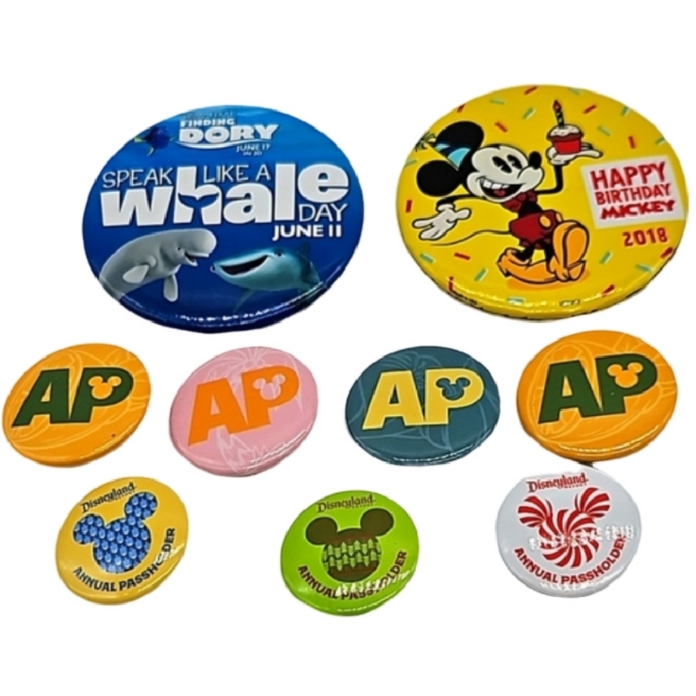 Lot of 9 Disneyland pins, assorted